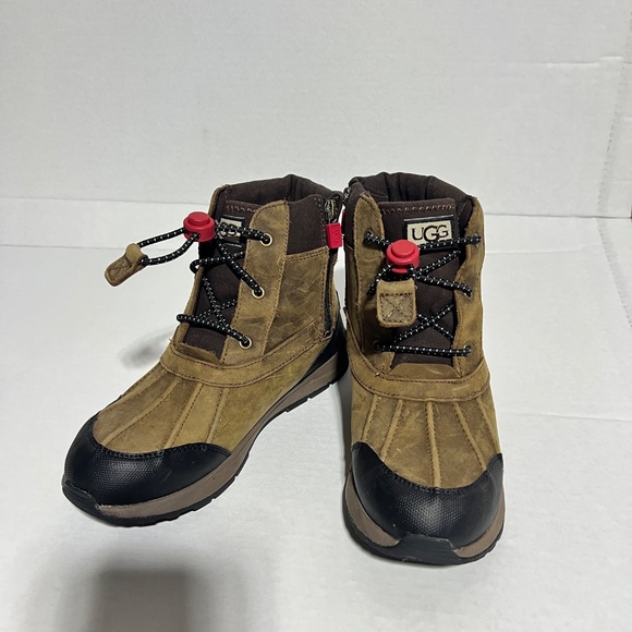 UGG Turlock Leather Weather Boot Kids Size 4 Chestnut Brown Walnut Waterproof - Picture 13 of 14